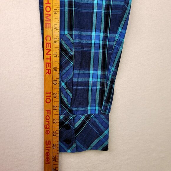 Tony Hawk Mens Blue Checkered Long Sleeve Button Up Casual Western Large - Picture 11 of 11